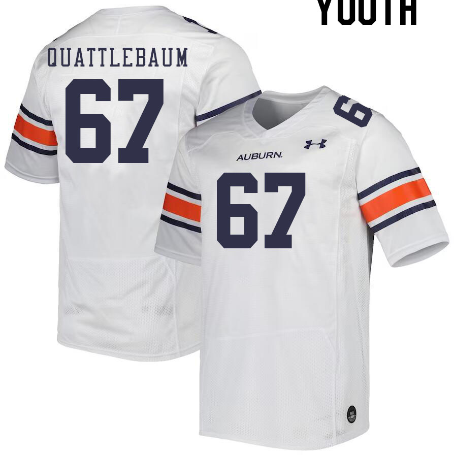 Youth Auburn Tigers #67 Jacob Quattlebaum White 2023 College Stitched Football Jersey